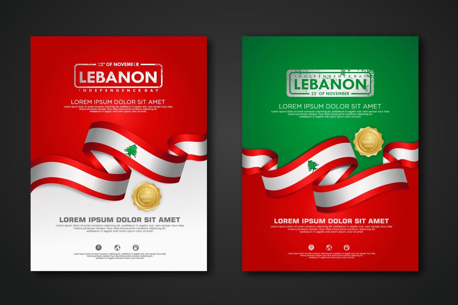 reeks poster ontwerp Libanon onafhankelijkheid dag achtergrond sjabloon vector