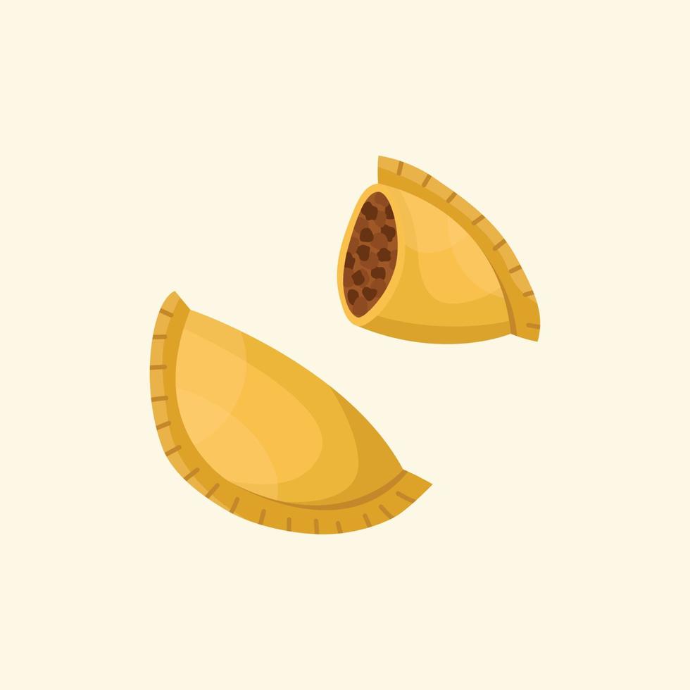 vector illustratie van een zuiden Amerikaans schotel - empanadas. keuken voor nieuw jaar en kerstmis. vlak stijl.