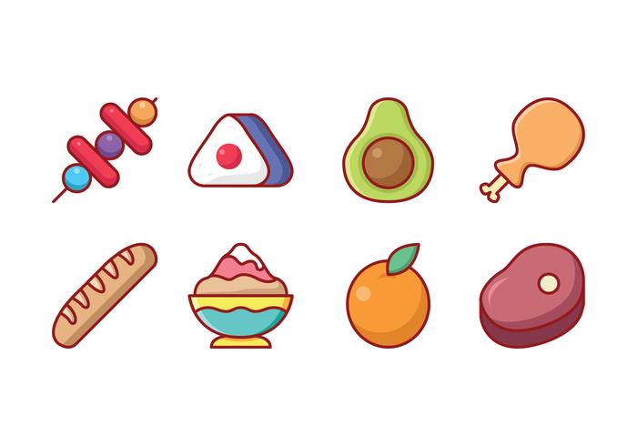 Gratis Voedsel en Fruit Icon Set vector