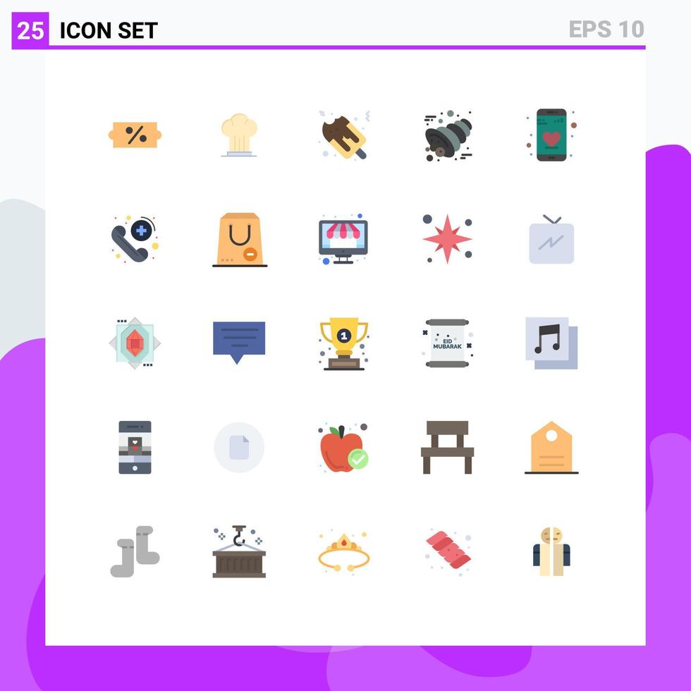 25 gebruiker koppel vlak kleur pak van modern tekens en symbolen van telefoon app ijs room dankzegging hoorn des overvloeds bewerkbare vector ontwerp elementen
