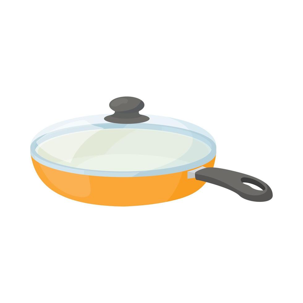 keramisch frituren pan met glas deksel icoon vector