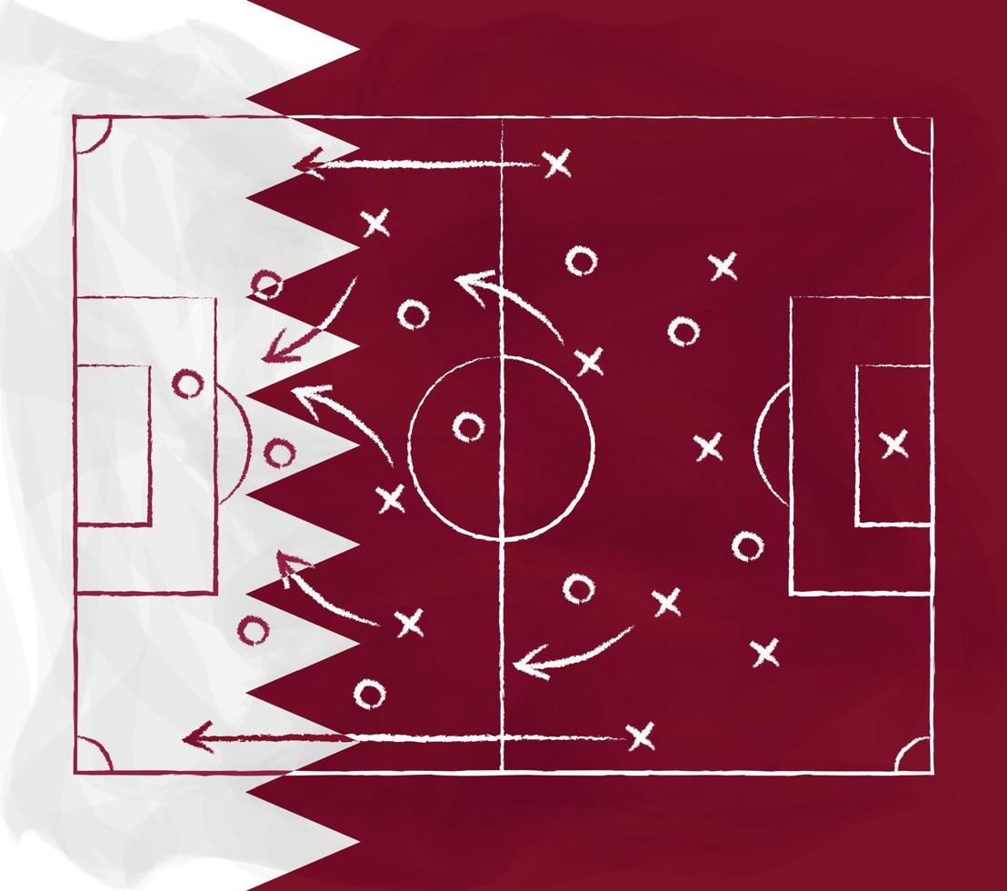 panoramisch voetbal vlag achtergrond van qatar, wereld kop 2022, Amerikaans voetbal tactiek - vector