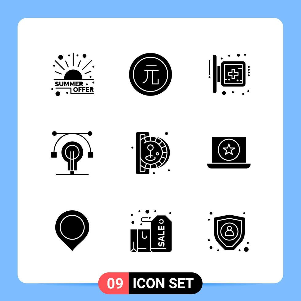 9 solide zwart icoon pak glyph symbolen voor mobiel apps geïsoleerd Aan wit achtergrond 9 pictogrammen reeks creatief zwart icoon vector achtergrond