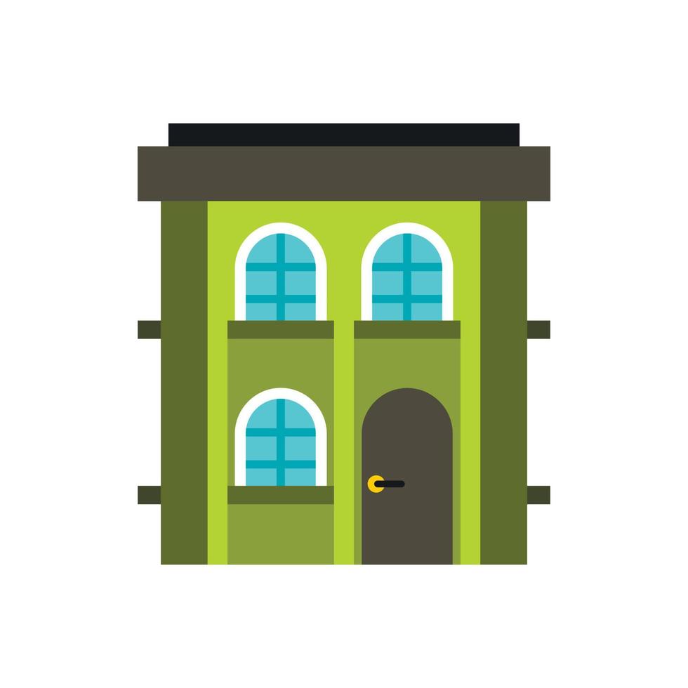 groen twee verdieping huis icoon, vlak stijl vector