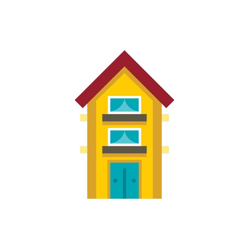klein geel twee verdieping huis icoon vector
