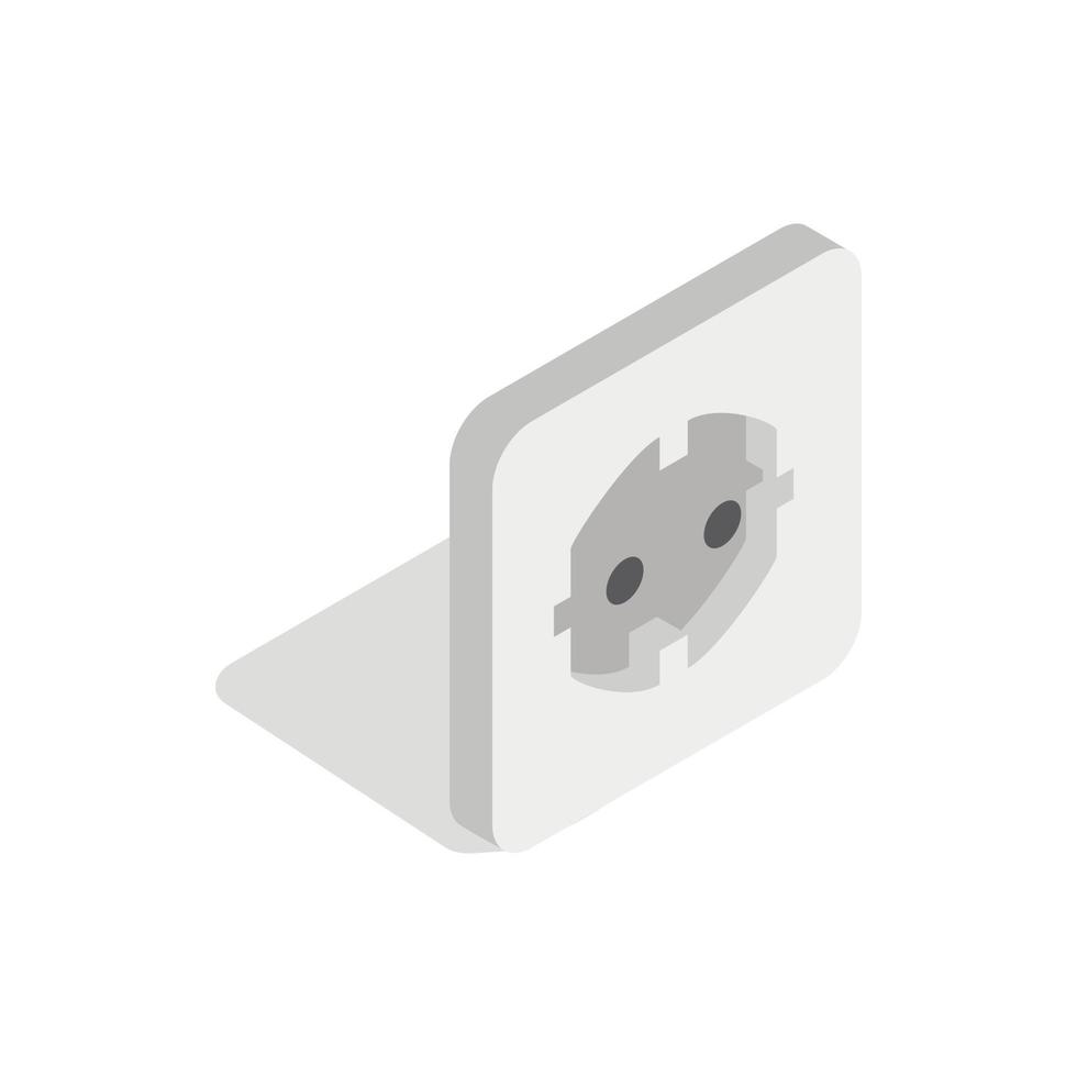 elektrisch wit stopcontact icoon, isometrische 3d stijl vector