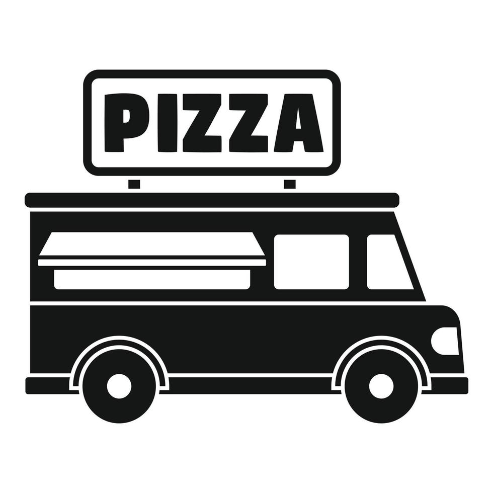 pizza vrachtauto icoon, gemakkelijk stijl vector