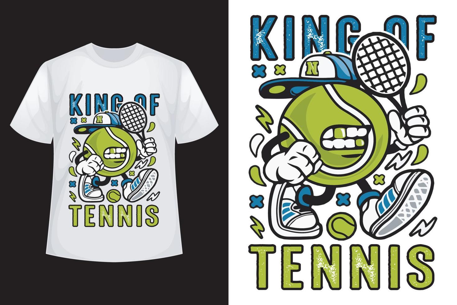 koning van tennis - tennis t-shirt ontwerp sjabloon vector