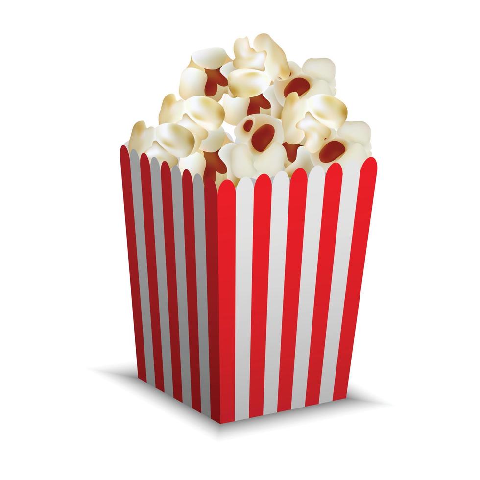 gestript popcorn doos model, realistisch stijl vector