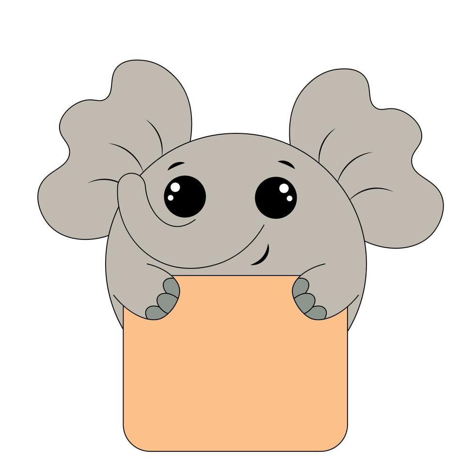 schattig olifant met poster zonder tekst in kleur voor felicitatie vector