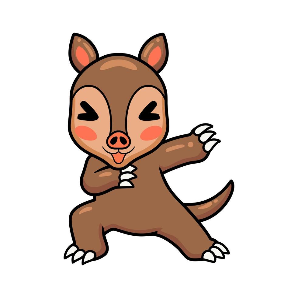 schattig weinig aardvarken tekenfilm dansen vector