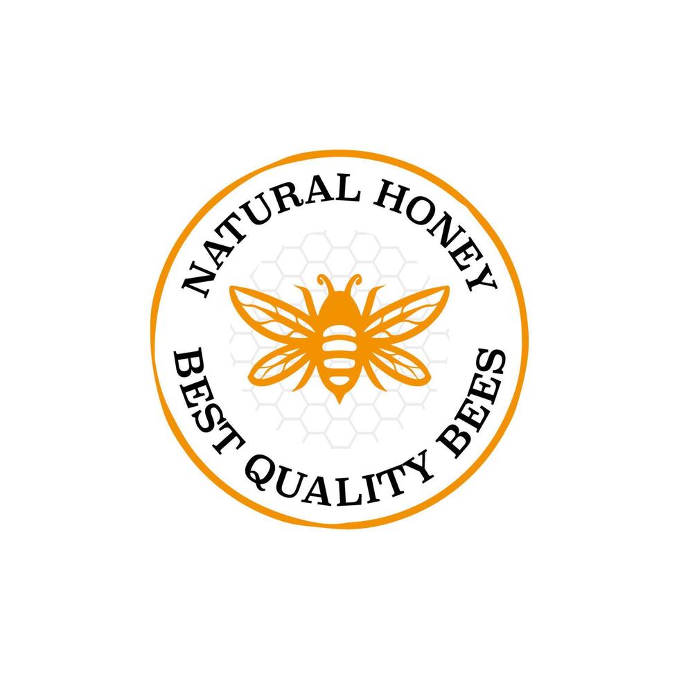 wijnoogst honing bij afgeronde embleem logo. zoet honing premie kwaliteit logo ontwerp sjabloon vector