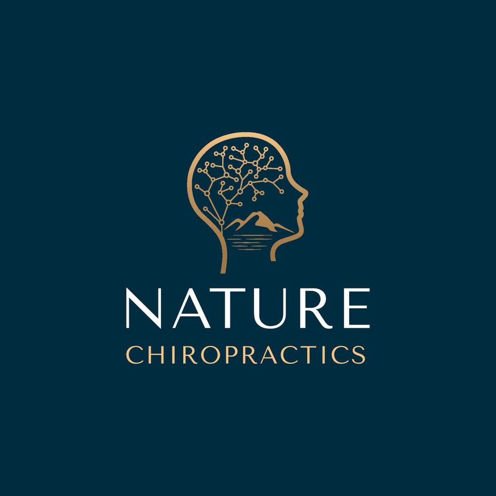 natuur hoofd chiropractie logo. neuron psychologie logo ontwerp sjabloon vector