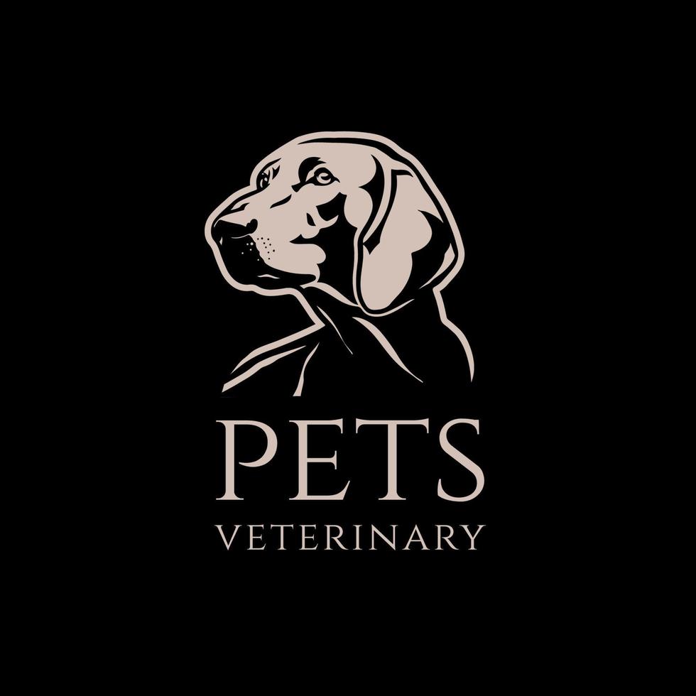 huisdieren veterinair logo. hond hoofd met donker achtergrond logo ontwerp sjabloon vector