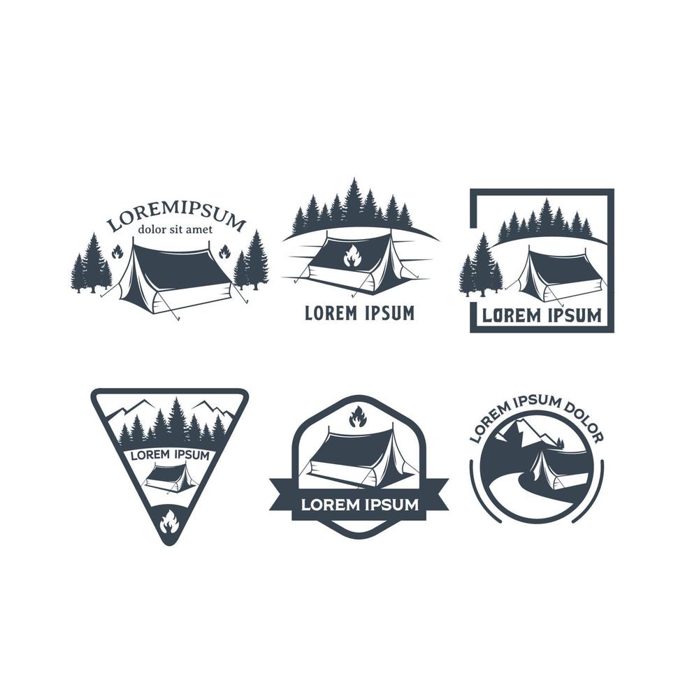 tent camping logo reeks ontwerp sjabloon met wit achtergrond vector