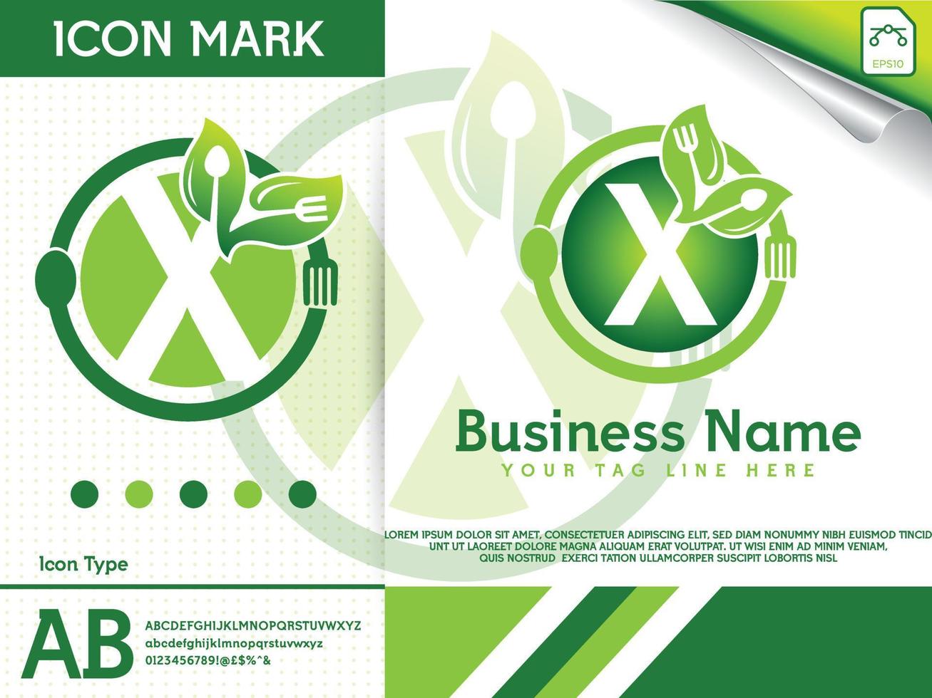 lepel en vork restaurant brief X logo sjabloon vector