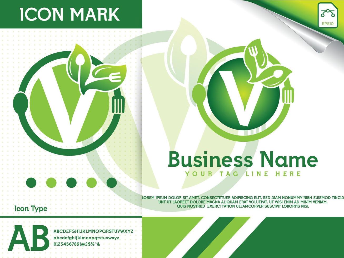 lepel en vork restaurant brief v logo sjabloon vector