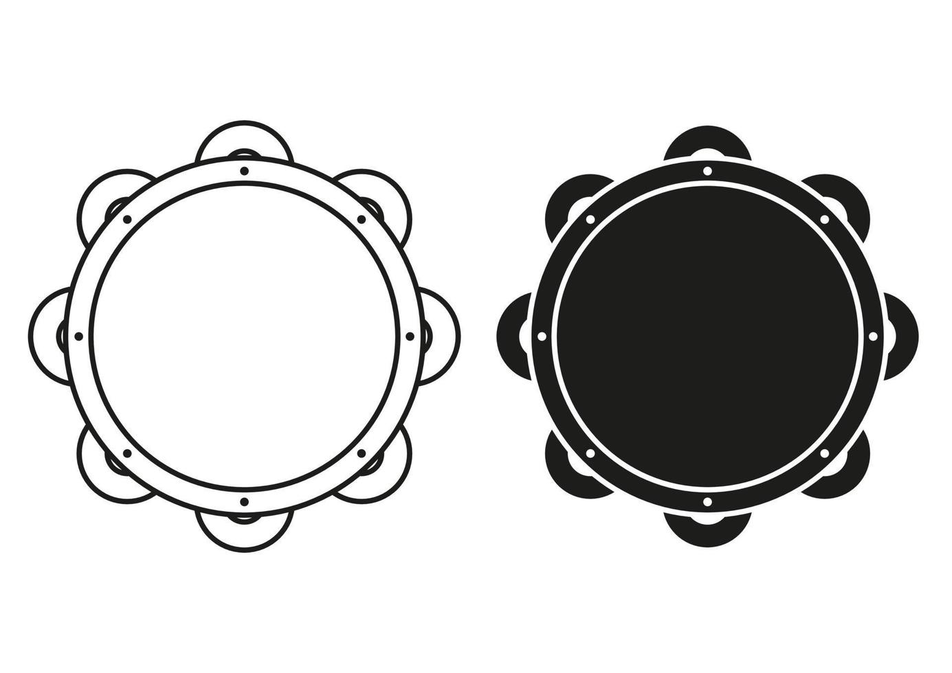 zwart en wit tamboerijn icoon vlak ontwerp vector
