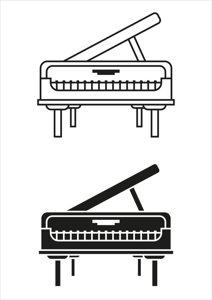 zwart en wit piano icoon vlak ontwerp vector
