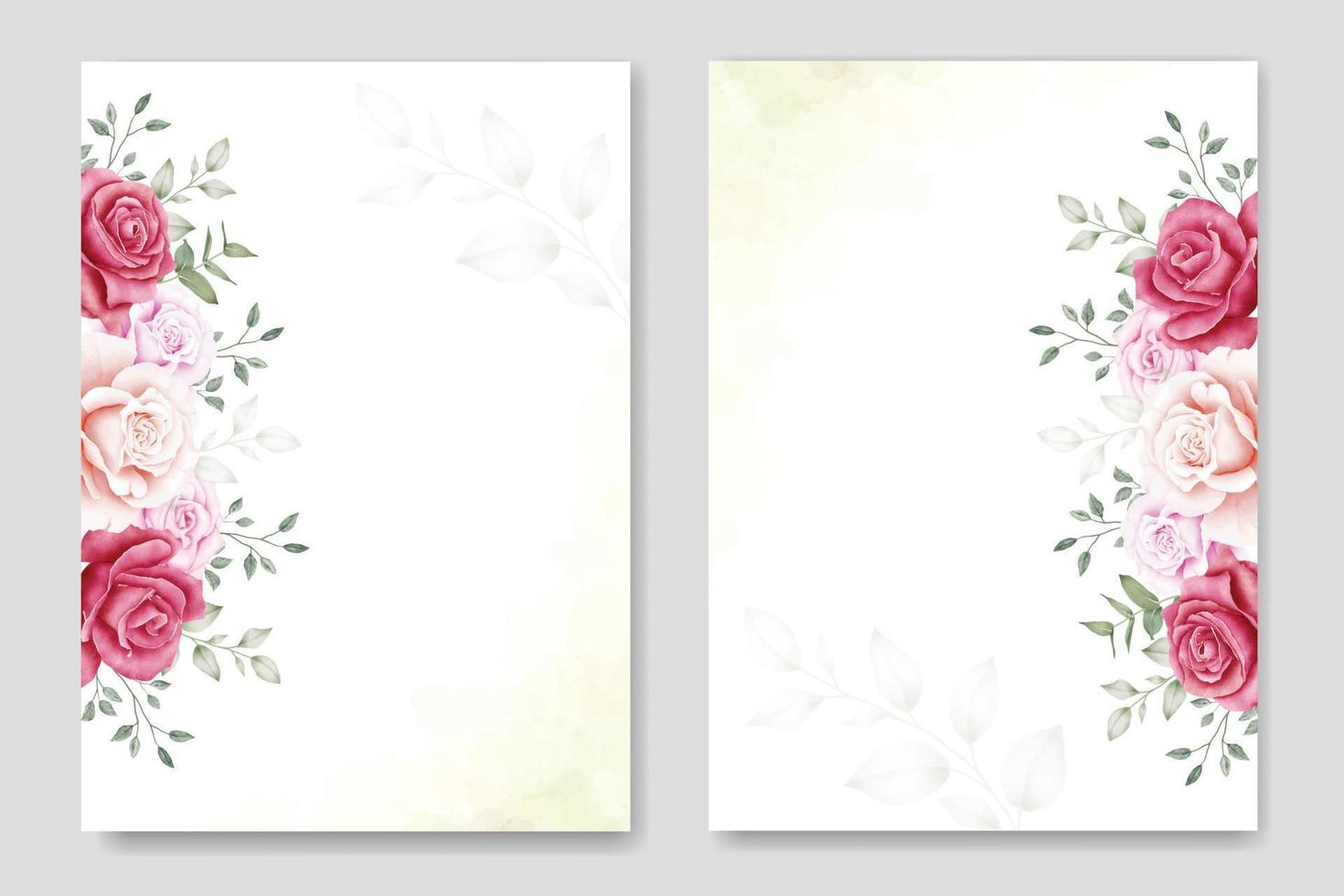 bruiloft uitnodiging kaart met bloemen roos sjabloon vector