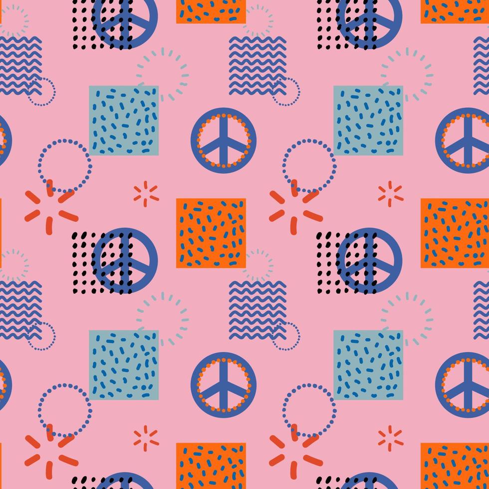 groovy naadloos patronen met vrede teken. vector achtergronden in modieus retro trippy stijl. hippie jaren 60, jaren 70 stijl. ontwerp voor mode , kleding stof, textiel, behang, omslag.
