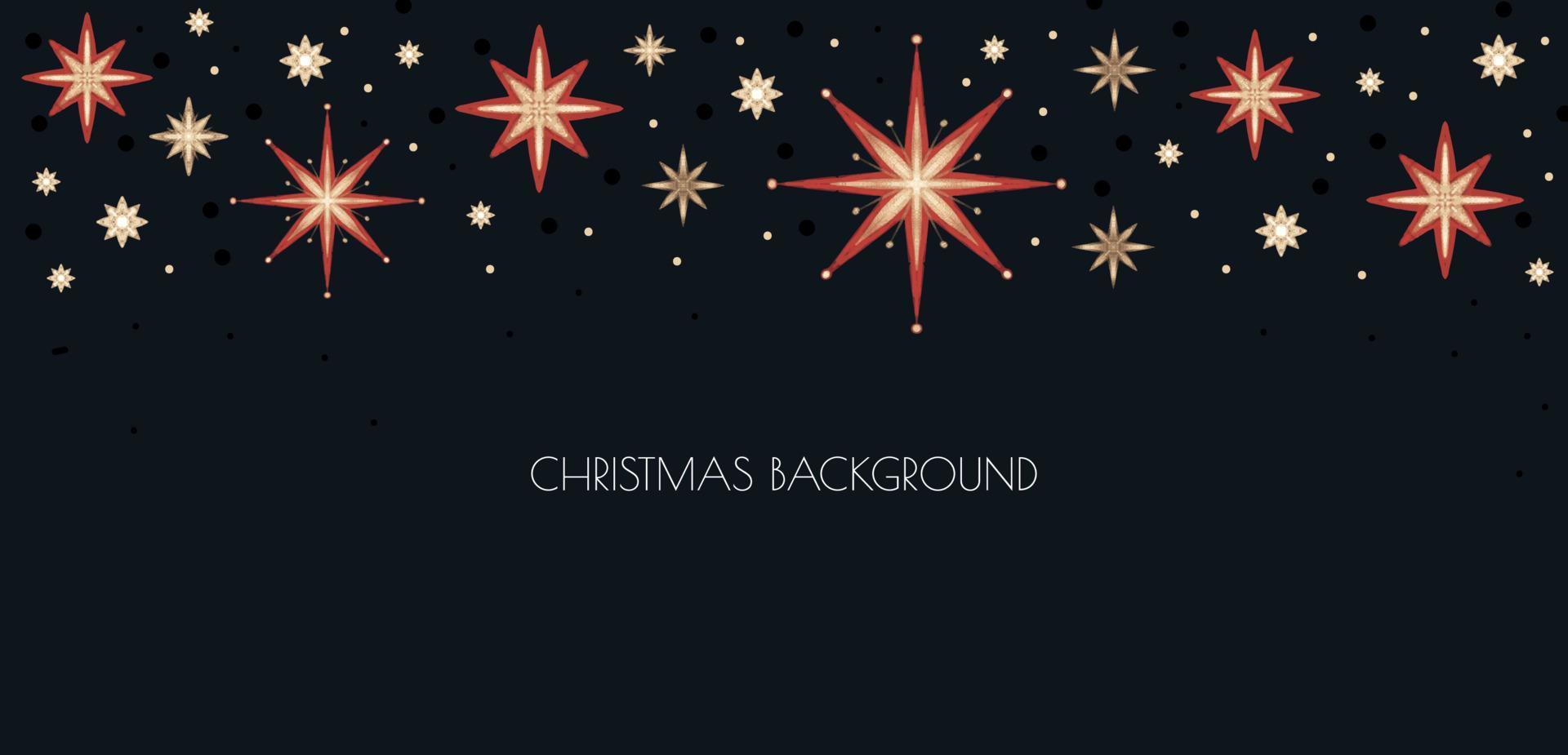 donker hand- getrokken Kerstmis achtergrond met goud sterren. winter vakantie luxe banier vector