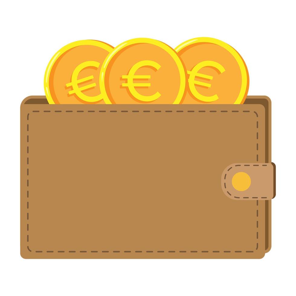 portemonnee met euro munten. vector illustratie