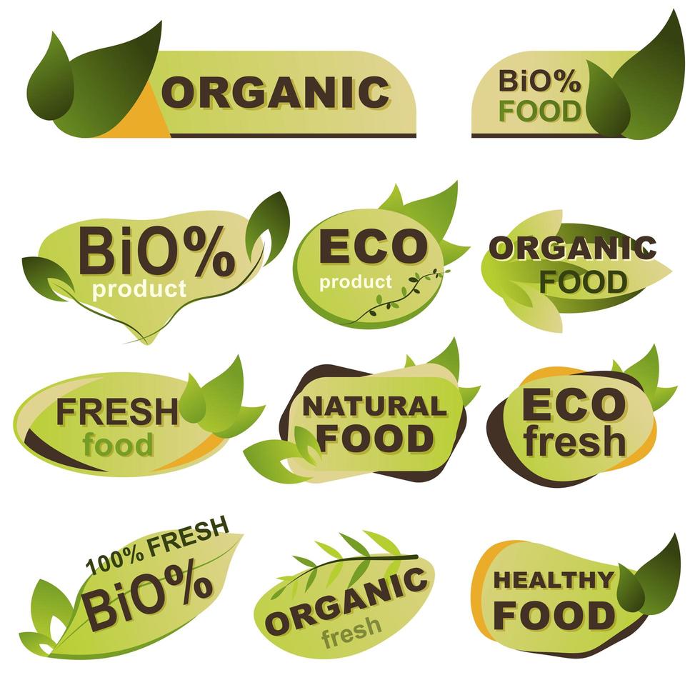 biologisch, eco, vers voedsel badges vector