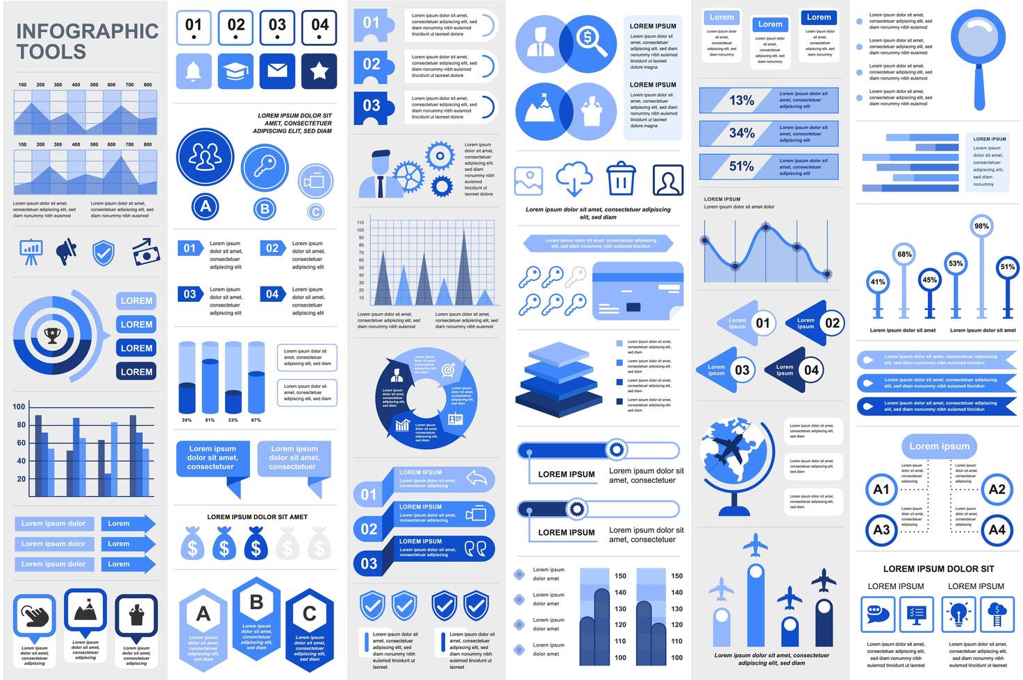 bundel infographic elementen sjabloon vector