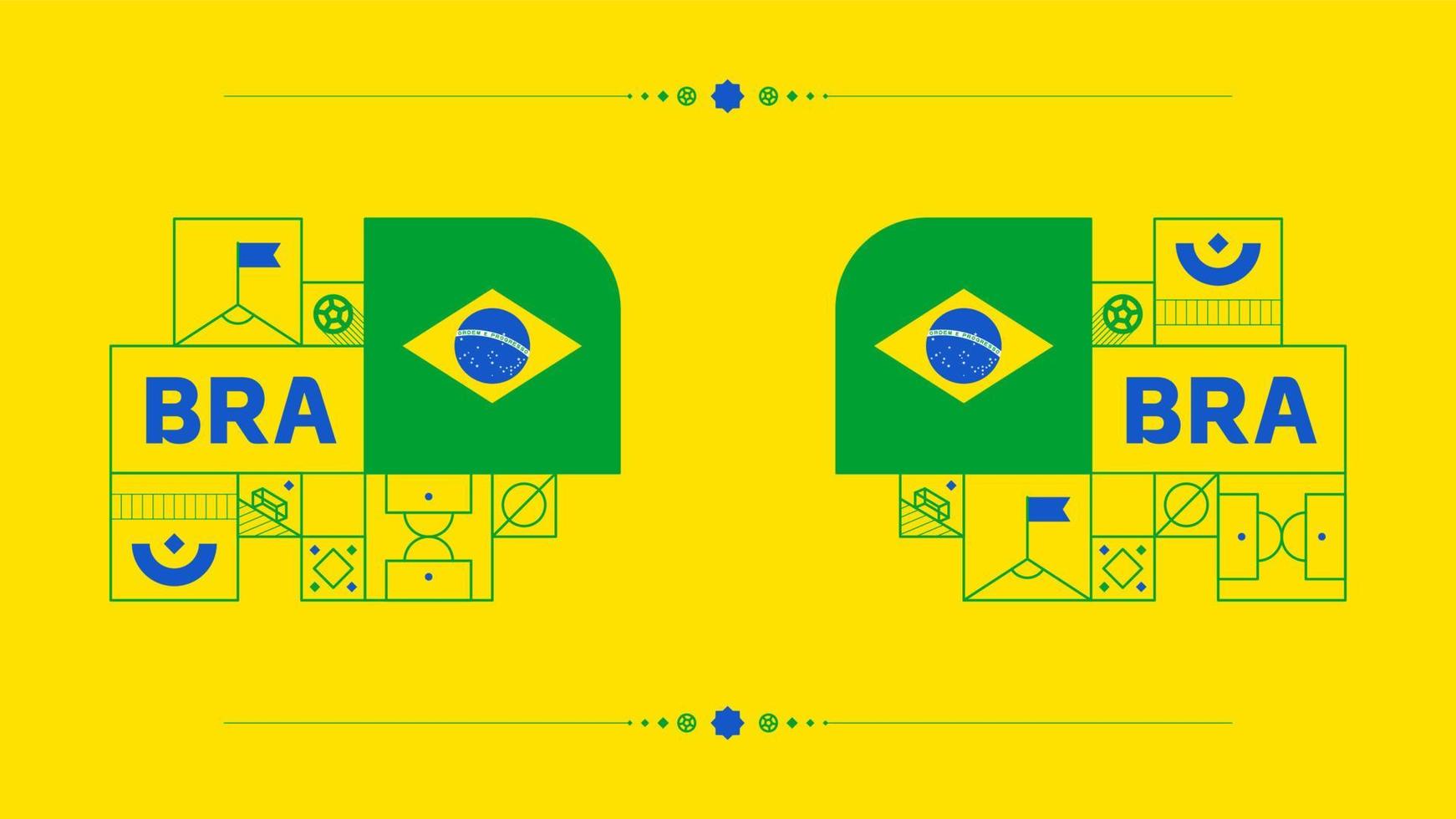 Brazilië vlag voor 2022 Amerikaans voetbal kop toernooi. geïsoleerd nationaal team vlag met meetkundig elementen voor 2022 voetbal of Amerikaans voetbal vector illustratie