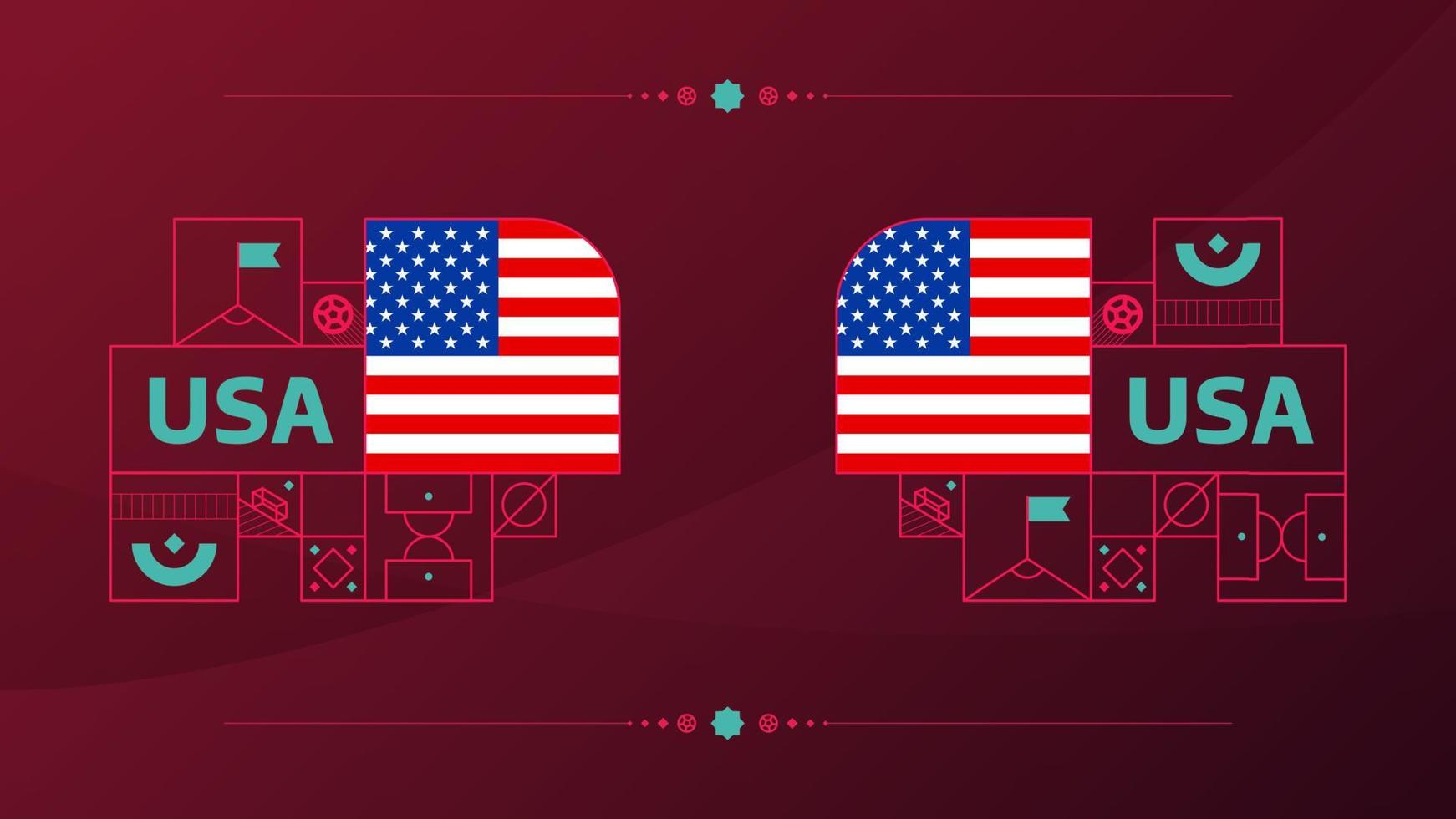 Verenigde Staten van Amerika vlag voor 2022 Amerikaans voetbal kop toernooi. geïsoleerd nationaal team vlag met meetkundig elementen voor 2022 voetbal of Amerikaans voetbal vector illustratie