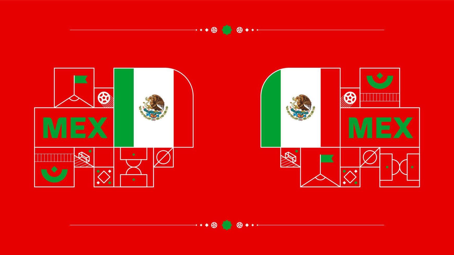 Mexico vlag voor 2022 Amerikaans voetbal kop toernooi. geïsoleerd nationaal team vlag met meetkundig elementen voor 2022 voetbal of Amerikaans voetbal vector illustratie