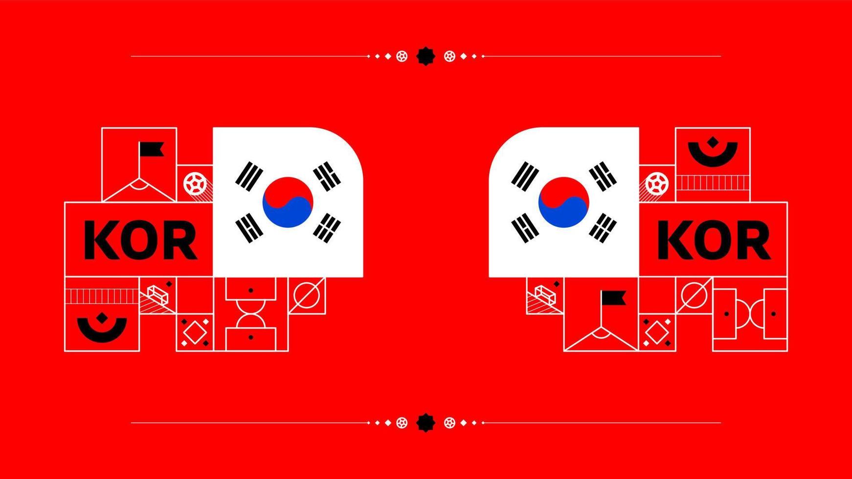 Korea republiek vlag voor 2022 Amerikaans voetbal kop toernooi. geïsoleerd nationaal team vlag met meetkundig elementen voor 2022 voetbal of Amerikaans voetbal vector illustratie