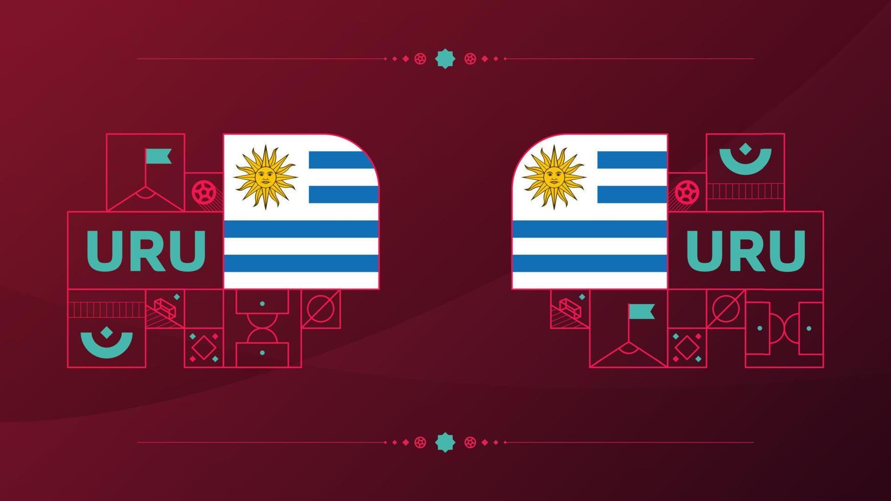 Uruguay vlag voor 2022 Amerikaans voetbal kop toernooi. geïsoleerd nationaal team vlag met meetkundig elementen voor 2022 voetbal of Amerikaans voetbal vector illustratie