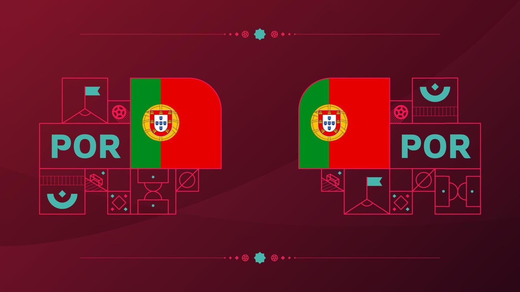 Portugal vlag voor 2022 Amerikaans voetbal kop toernooi. geïsoleerd nationaal team vlag met meetkundig elementen voor 2022 voetbal of Amerikaans voetbal vector illustratie