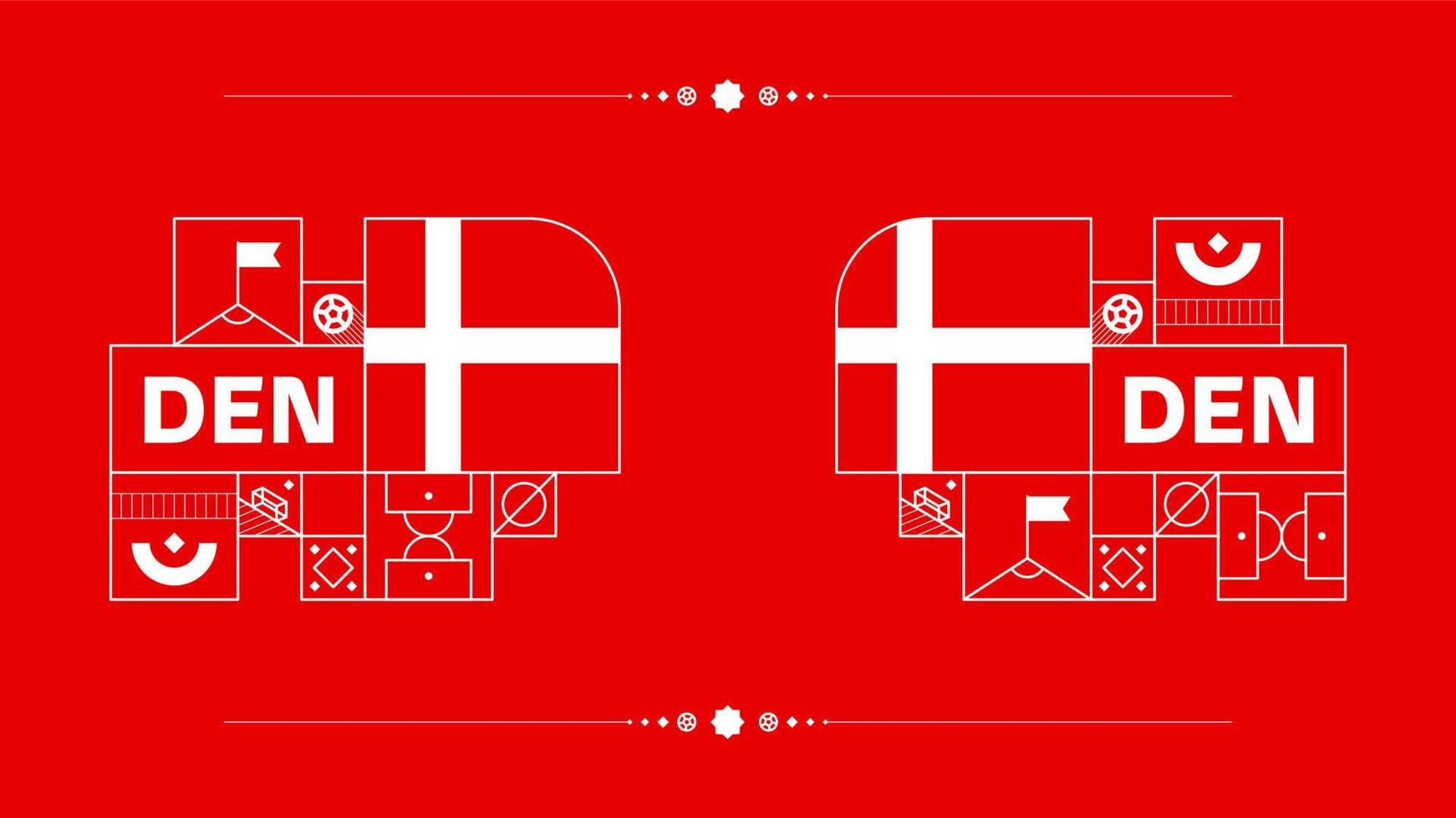 Denemarken vlag voor 2022 Amerikaans voetbal kop toernooi. geïsoleerd nationaal team vlag met meetkundig elementen voor 2022 voetbal of Amerikaans voetbal vector illustratie