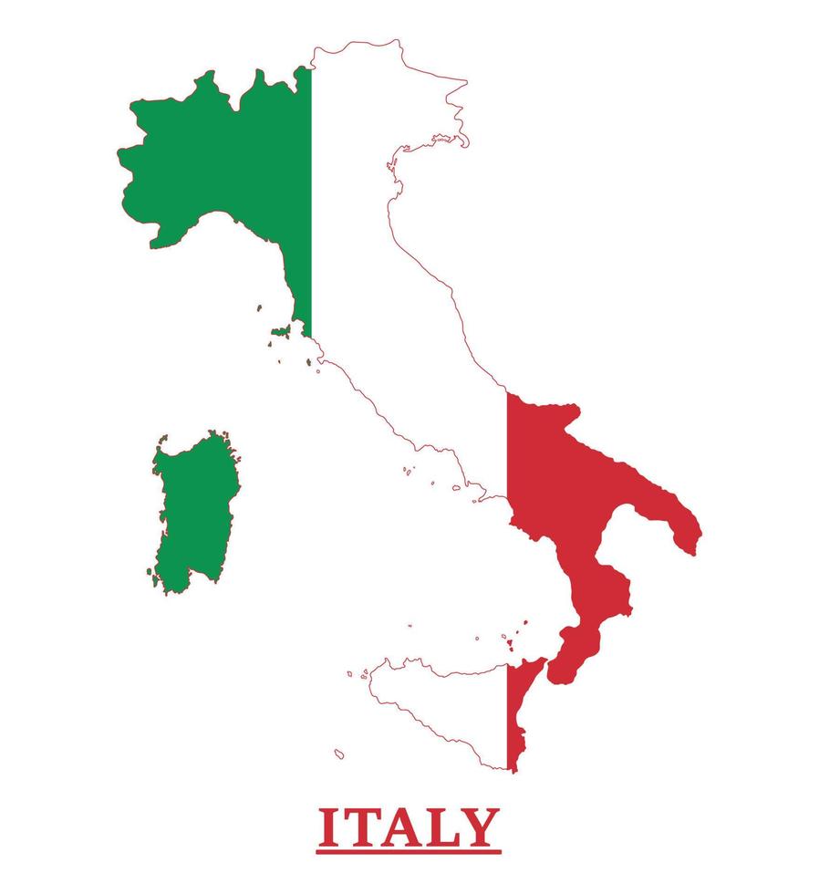 Italië nationaal vlag kaart ontwerp, illustratie van italia land vlag binnen de kaart vector