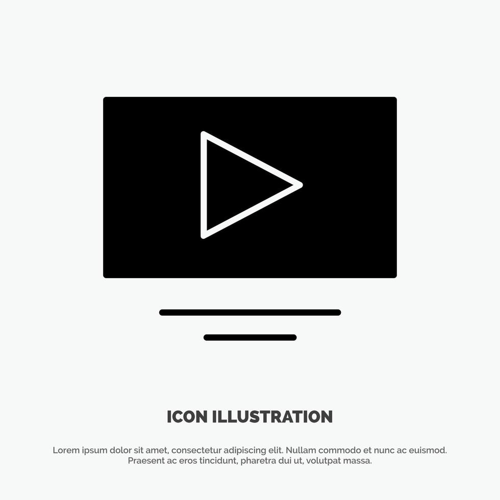 video Speel youtube solide glyph icoon vector