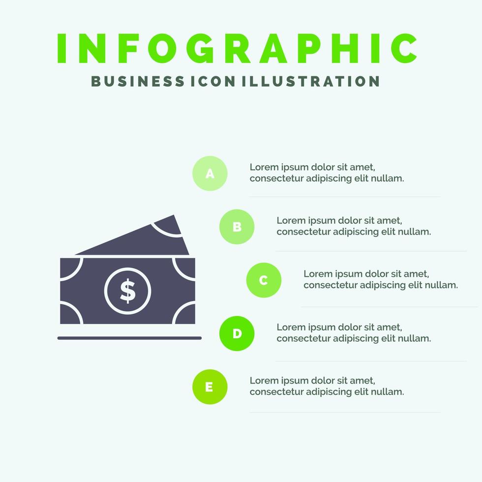 dollar geld Amerikaans Verenigde Staten van Amerika solide icoon infographics 5 stappen presentatie achtergrond vector