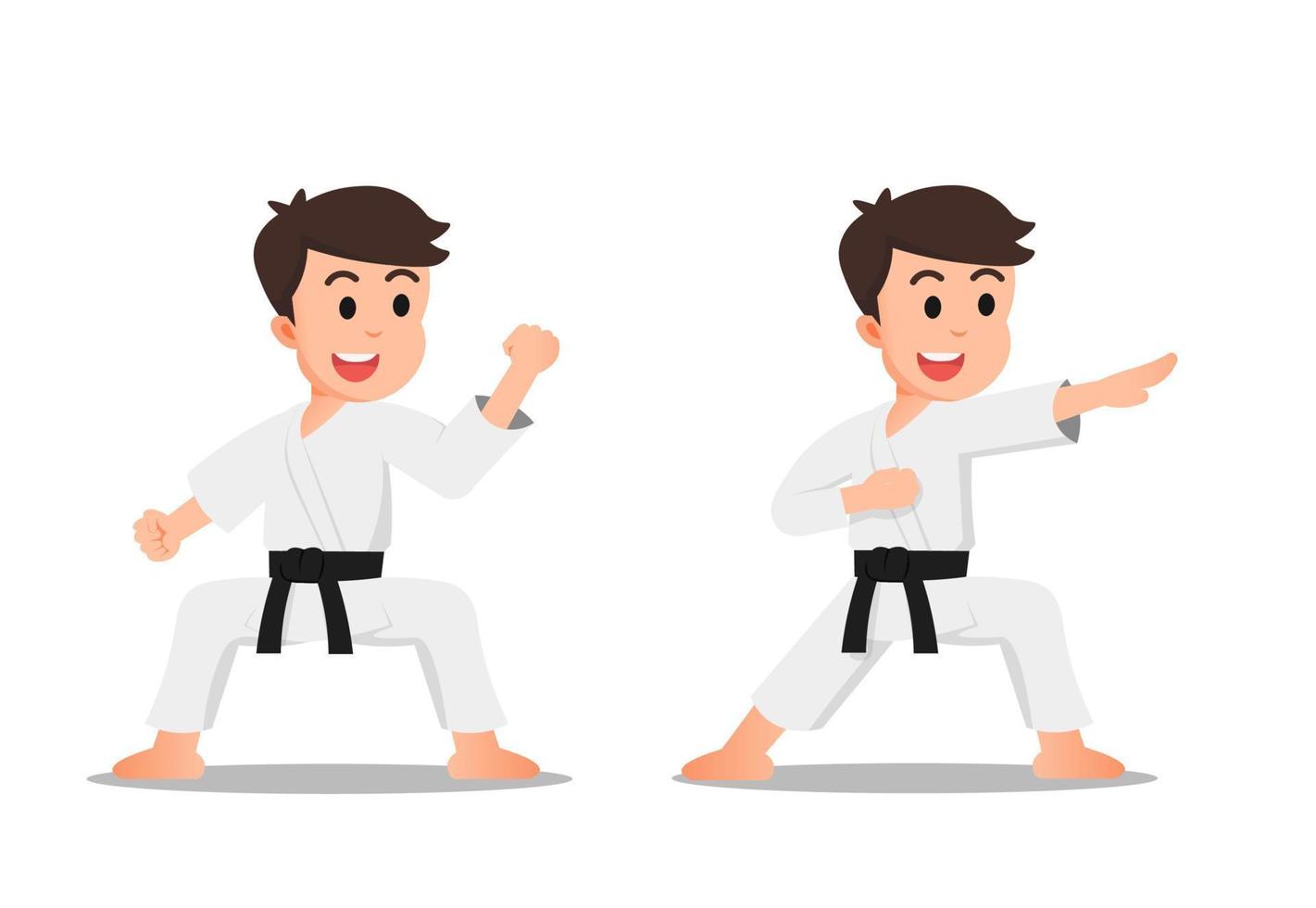 een koel jongen met karate beweegt vector