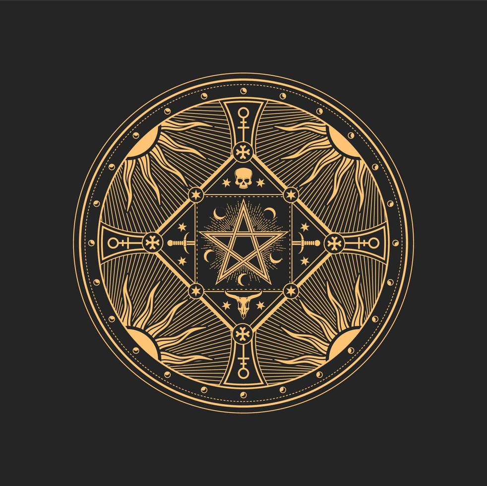 pentagram wicca ster, satanisch metselaar tarot talisman vector