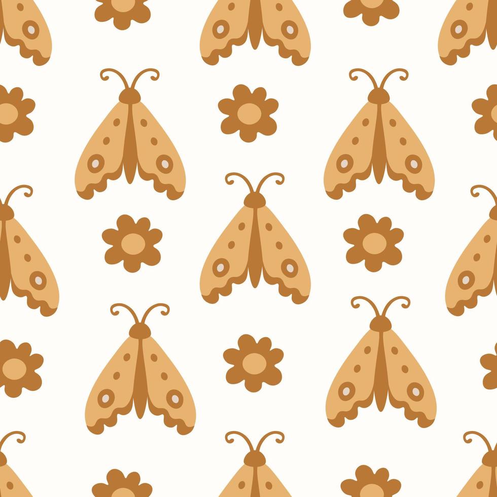 wijnoogst naadloos patroon met boho vlinder en bloem vector