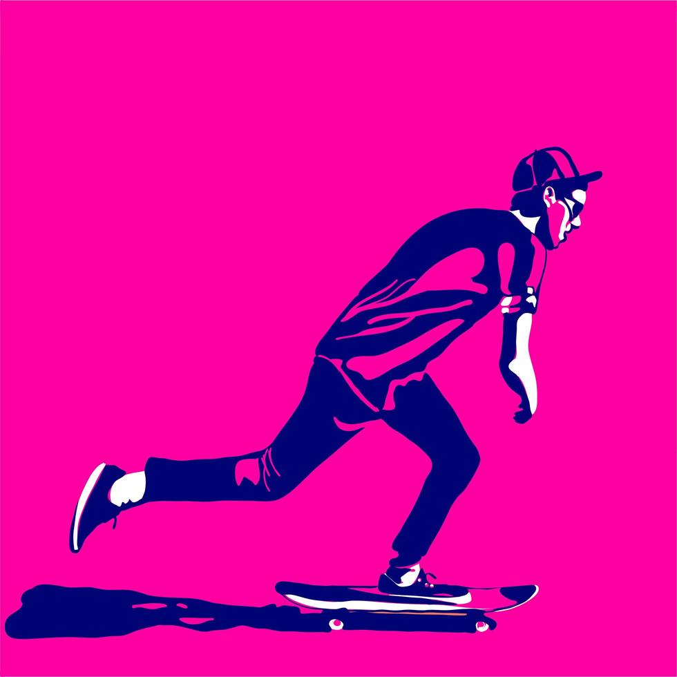 stijlvolle skater in jeans en sneakers vector