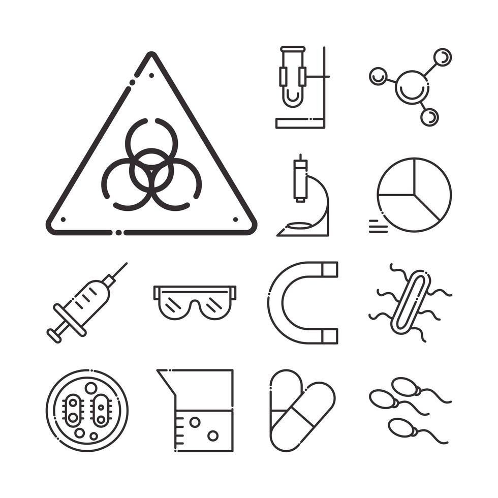 biologie, scheikunde en wetenschap pictogramserie vector