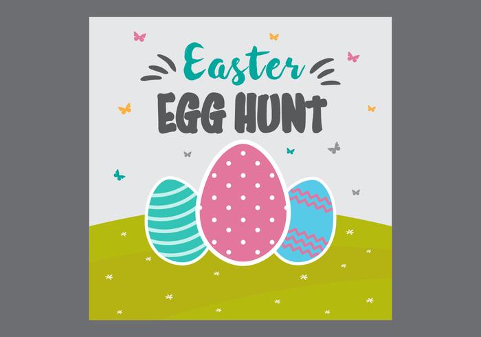 Gratis Easter Egg Hunt Card Vector