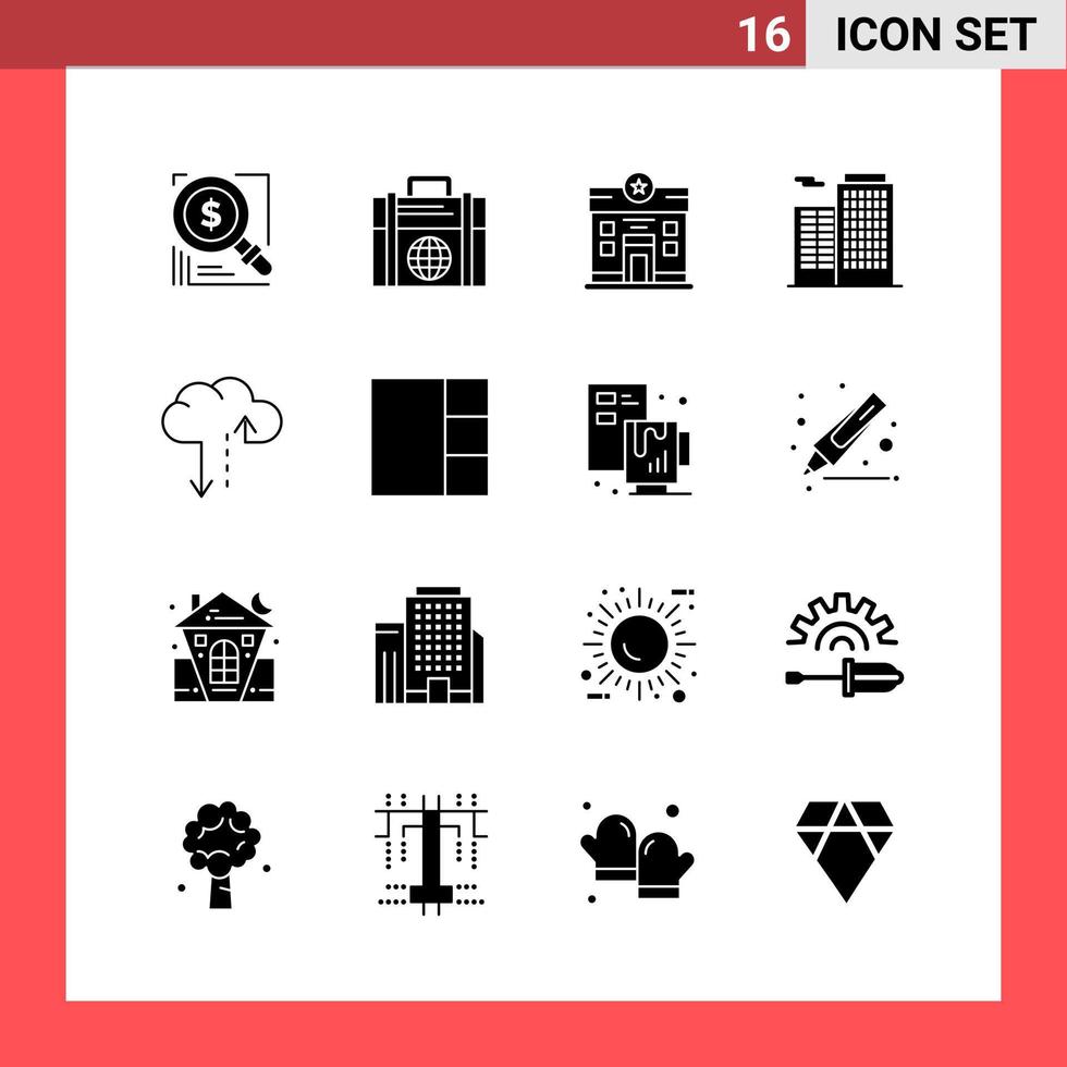 16 icoon pak solide stijl glyph symbolen Aan wit achtergrond gemakkelijk tekens voor algemeen ontwerpen creatief zwart icoon vector achtergrond