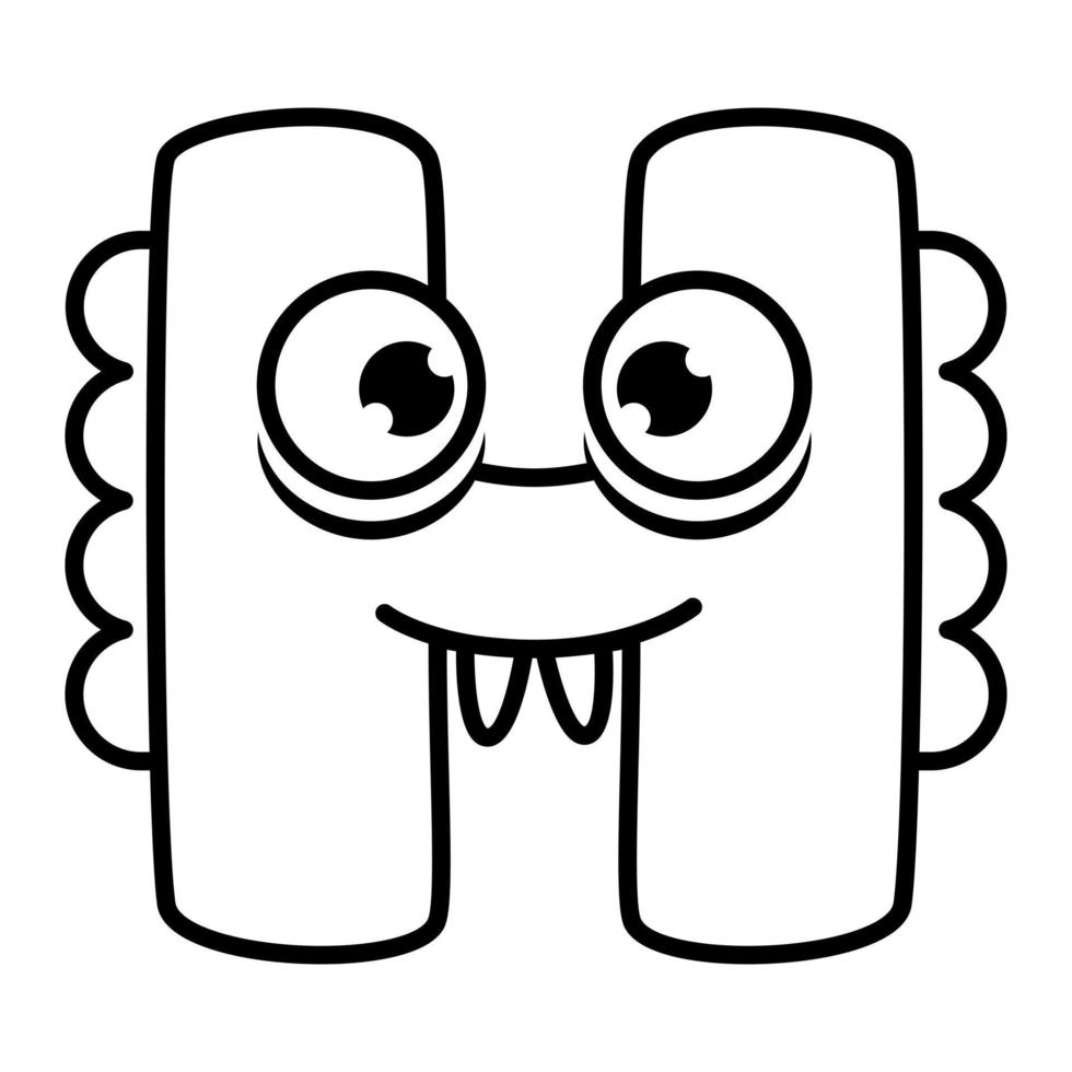 monster alfabet kleurplaat boek. kleurplaat engels alfabet voor kinderen met grappige en droevige monsters. grappige alfabet van stripfiguren vector lettertype letters van komische monster schepsel gezichten