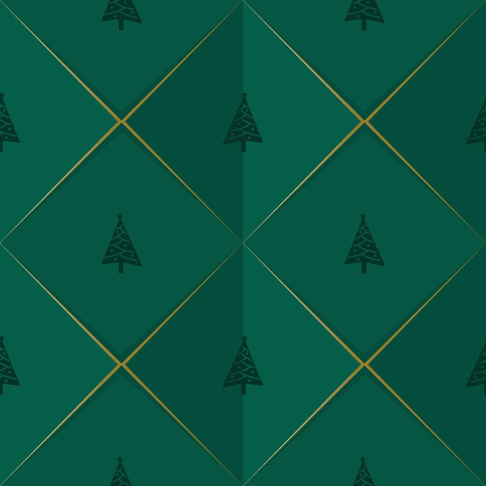 chirstmas naadloos patroon, Kerstmis Spar Aan donker groen en goud kleur. vector