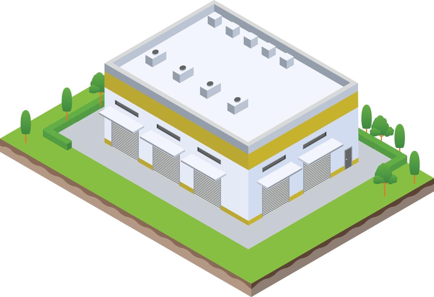 isometrische tafereel van magazijn logistiek hal in bedrijf bedrijf vector