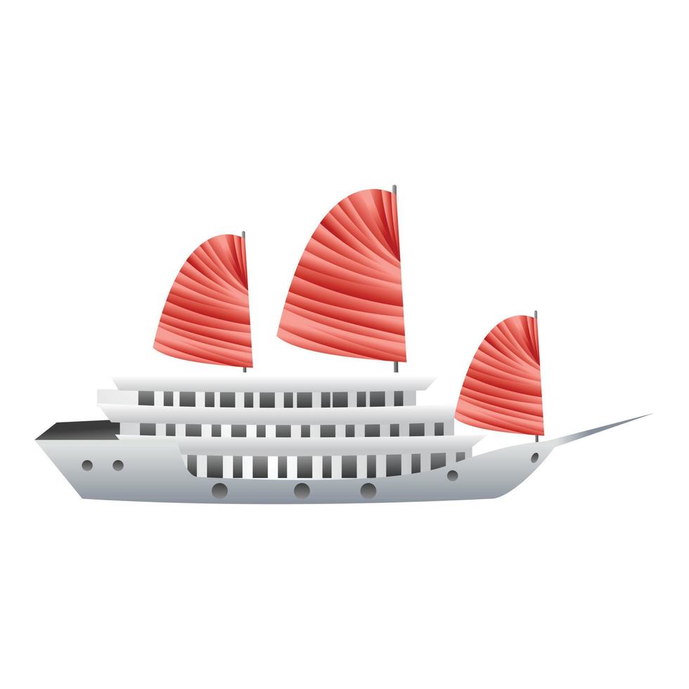 Aziatisch schip icoon, tekenfilm stijl vector